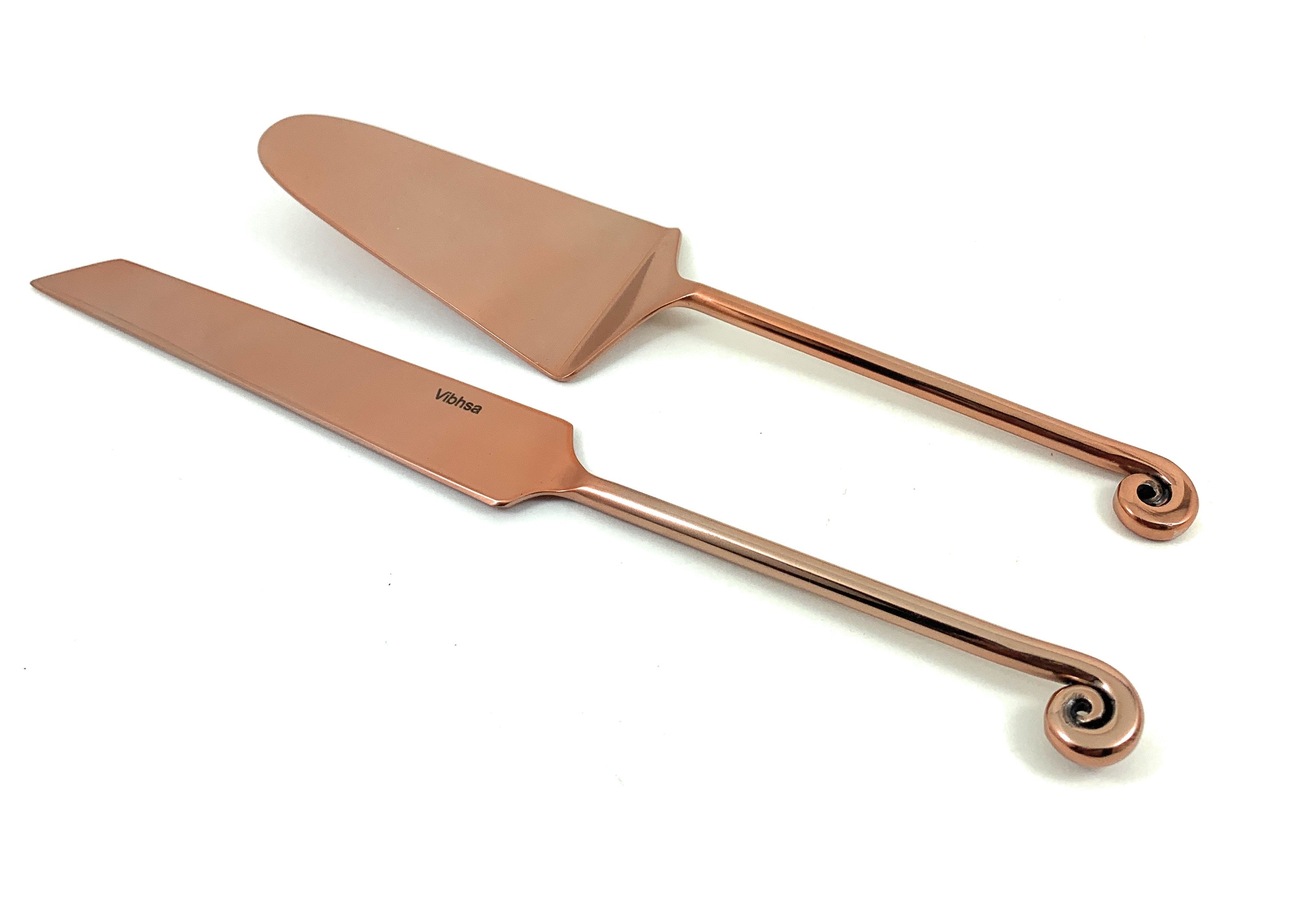 Copper Finish Cake Serving Set - 2 Pc