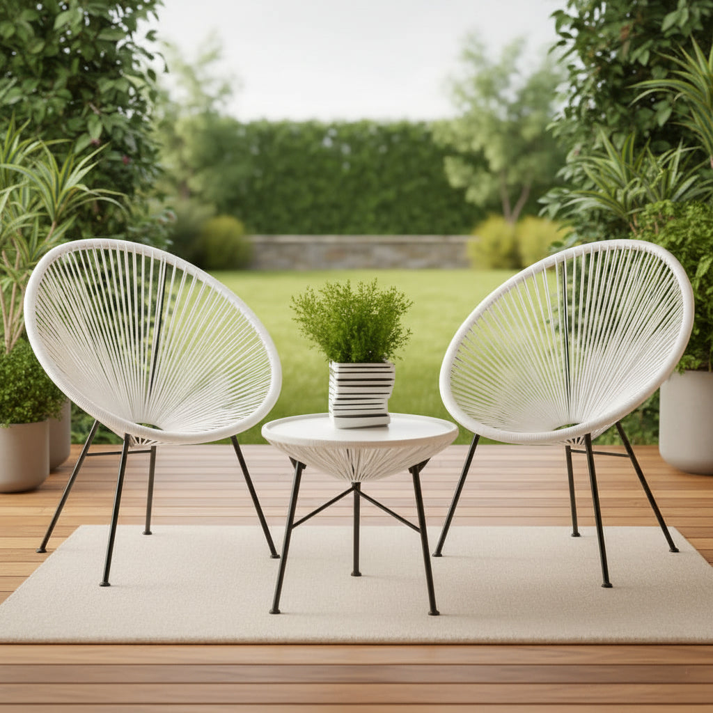 Acapulco White All-Weather Outdoor 3-Piece Patio Set
