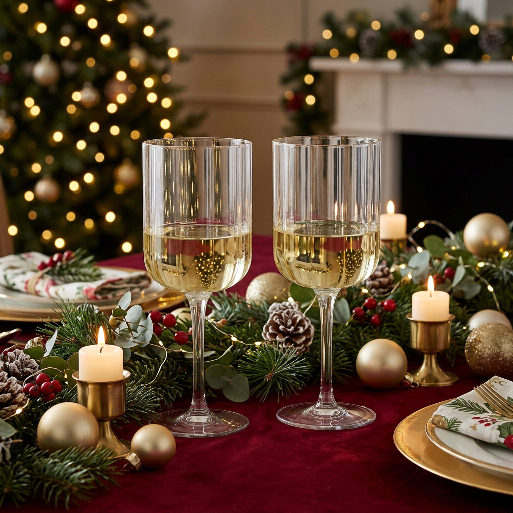 Flower Stemmed Clear Wine Glassware - Set of 2