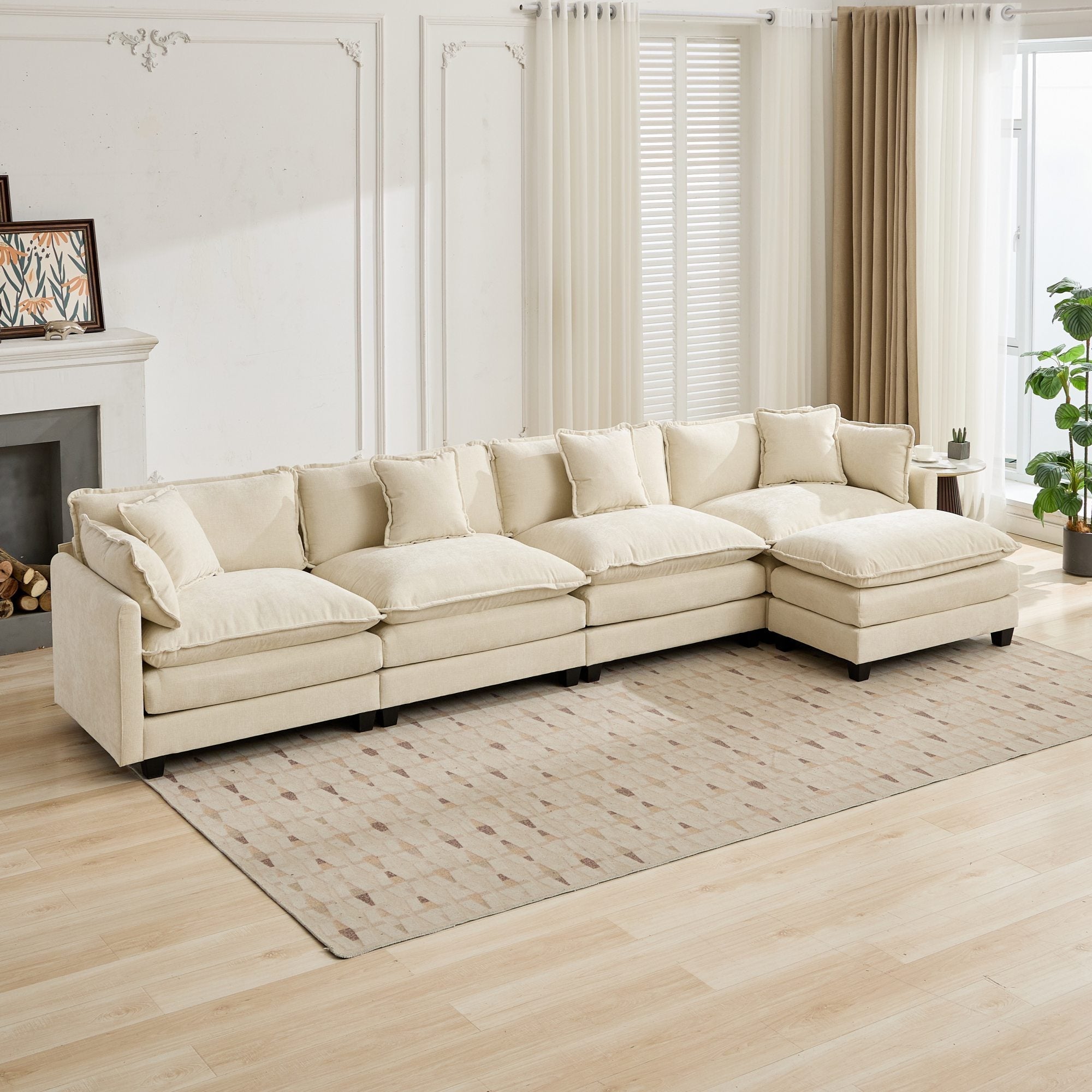 Cloud 4 Seat Sofa with Chenille Fabric in Beige