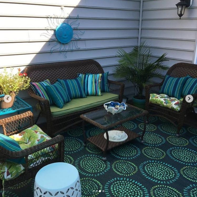 Molly Navy & Aqua Outdoor Mat
