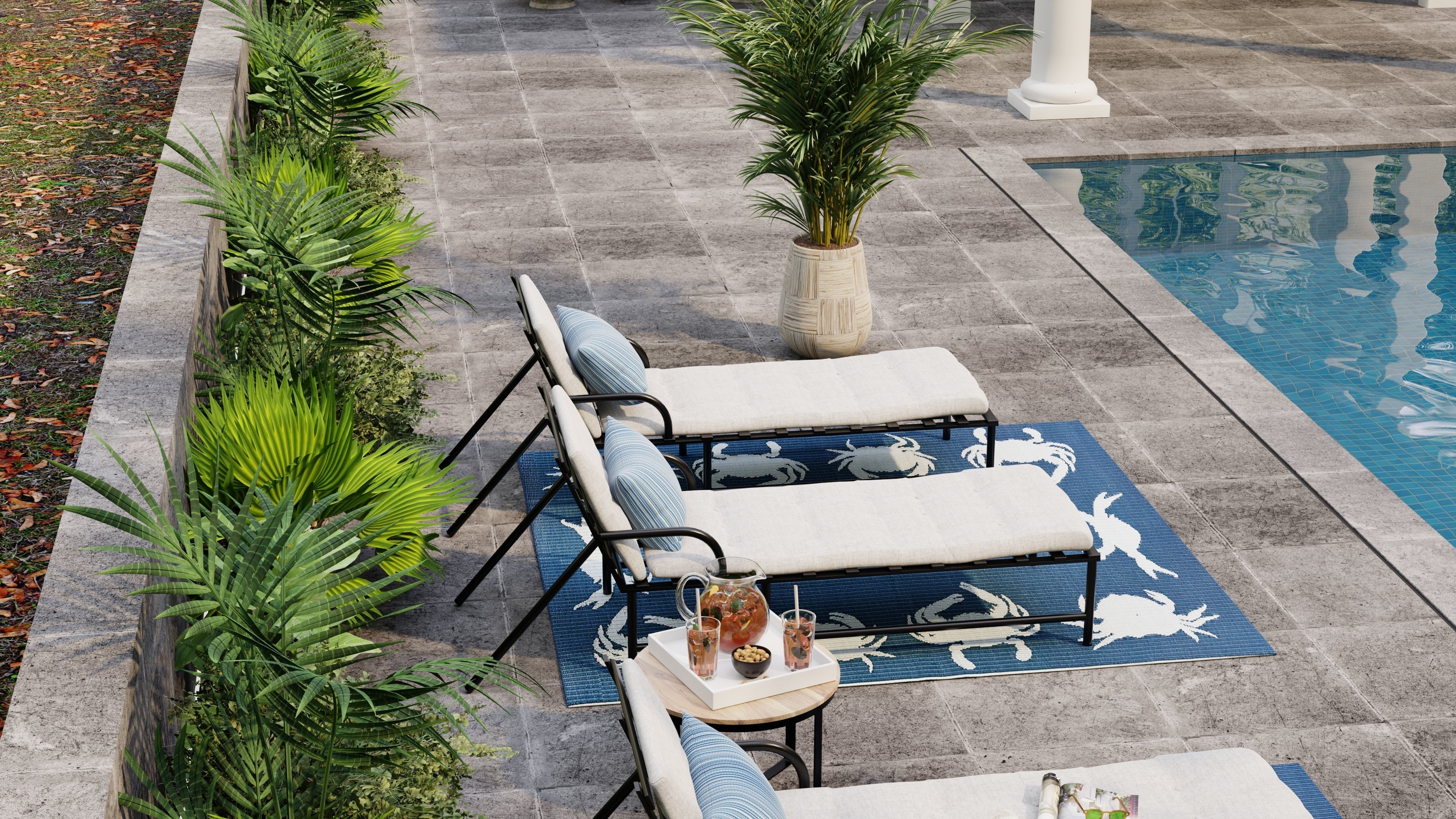 Crab Blue & Teal Outdoor Mat