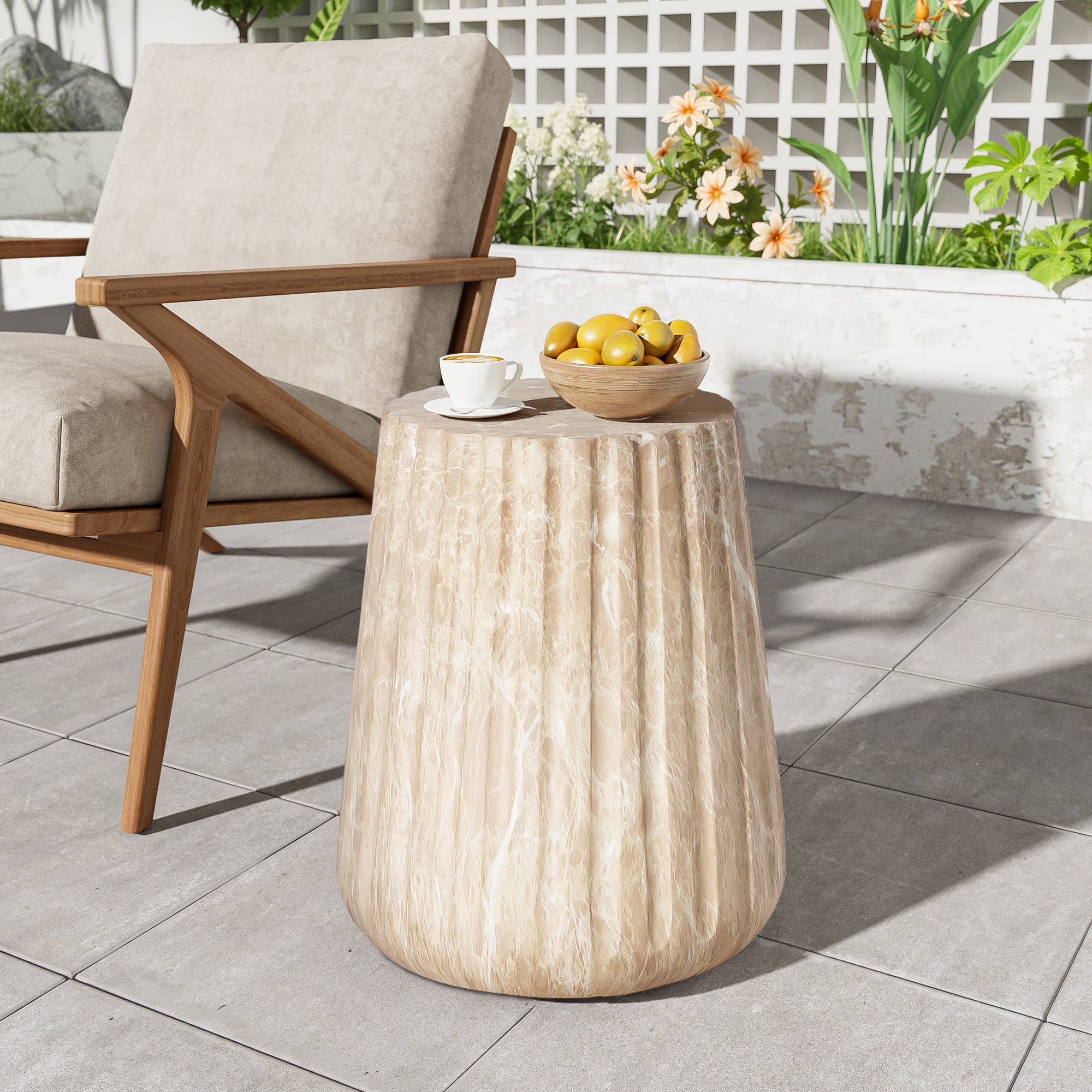 Indoor/Outdoor Cleme Carved Side Table - Gold
