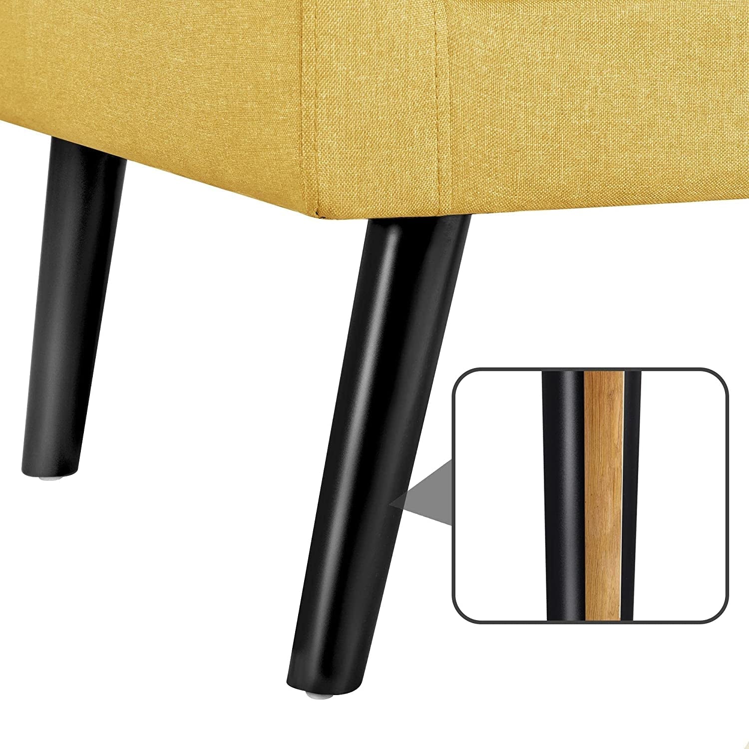 Mid Century Modern Upholstered Accent Chair In Canary Yellow