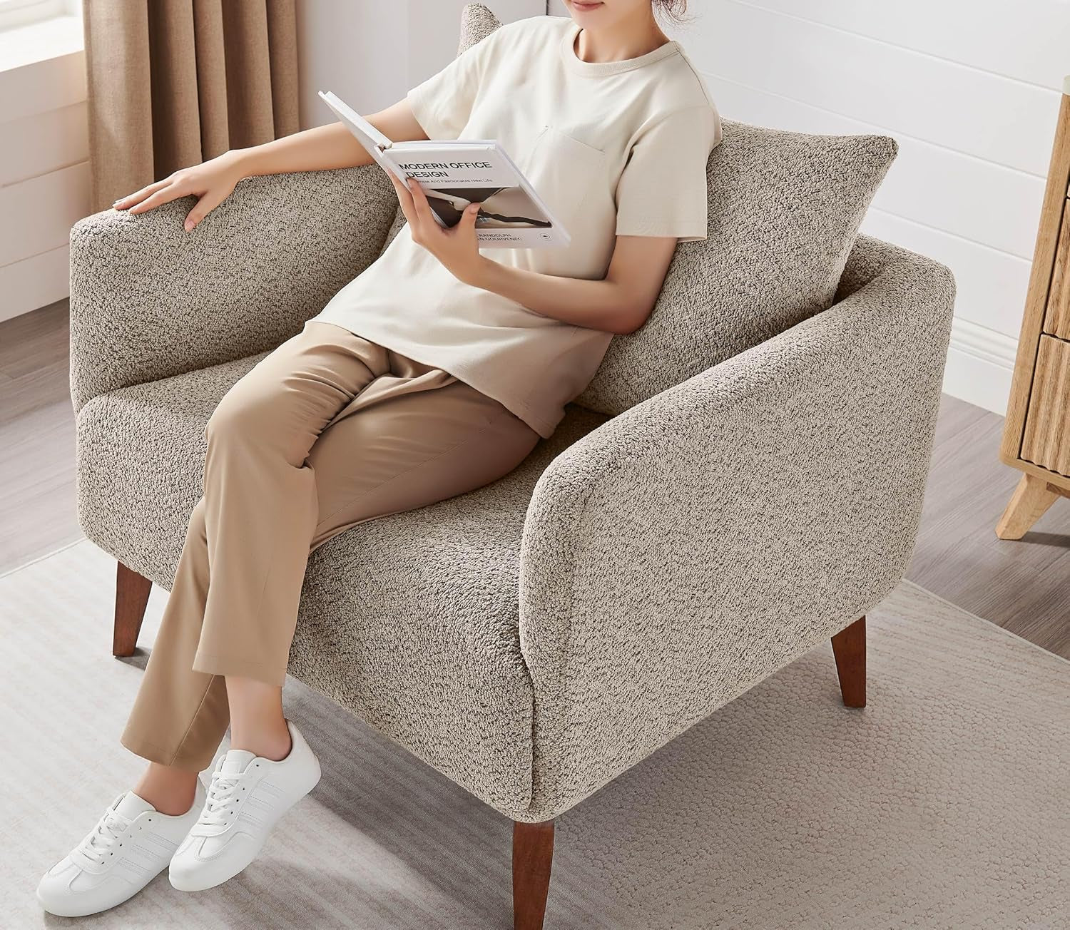 Oversized Upholstered Accent Chair In Greige