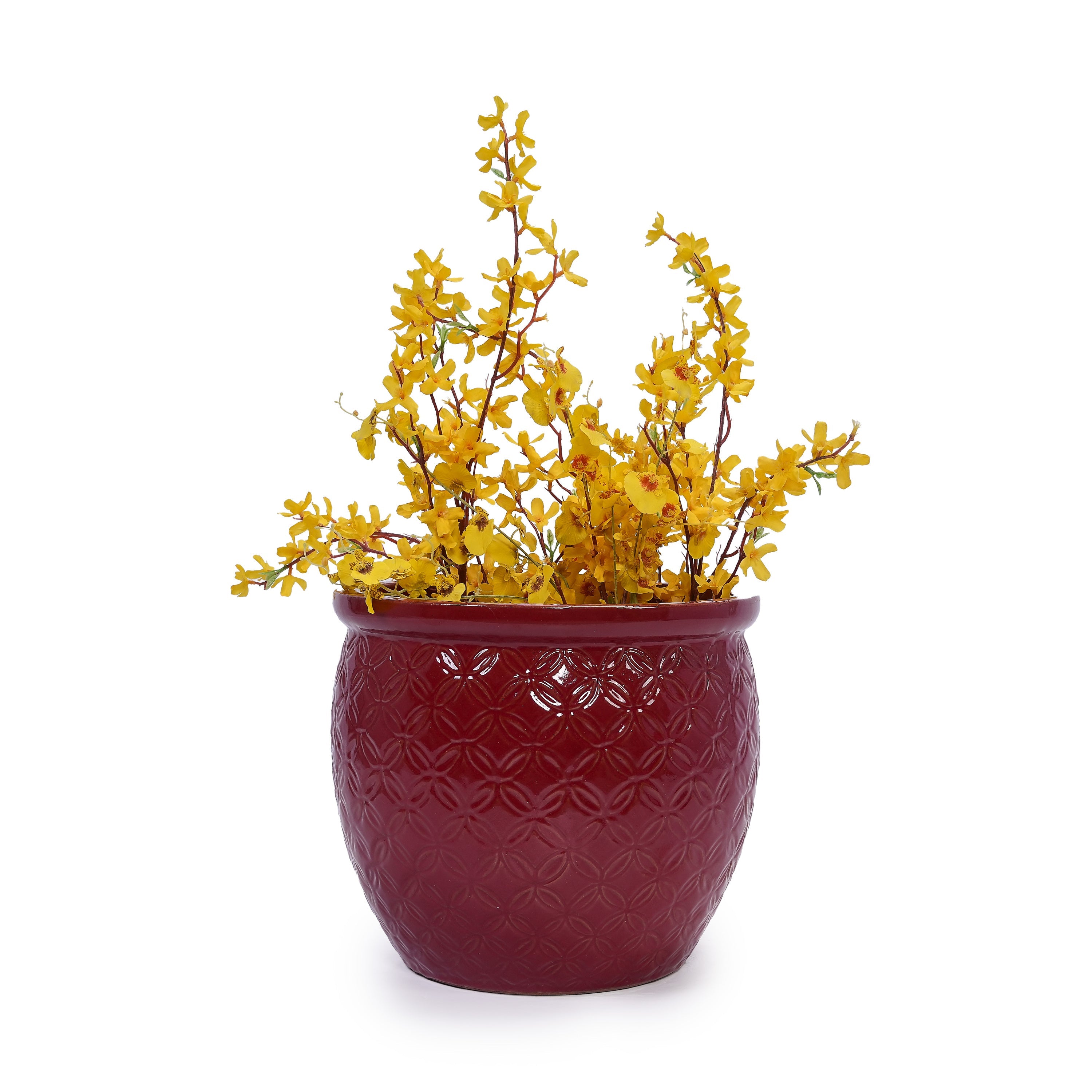 Set of 3 Ceramic Flowerpots - Red