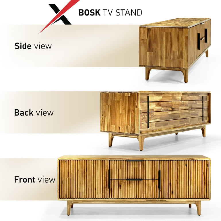Megsu Bosk Wood Fluted TV Stand - 2 Colors