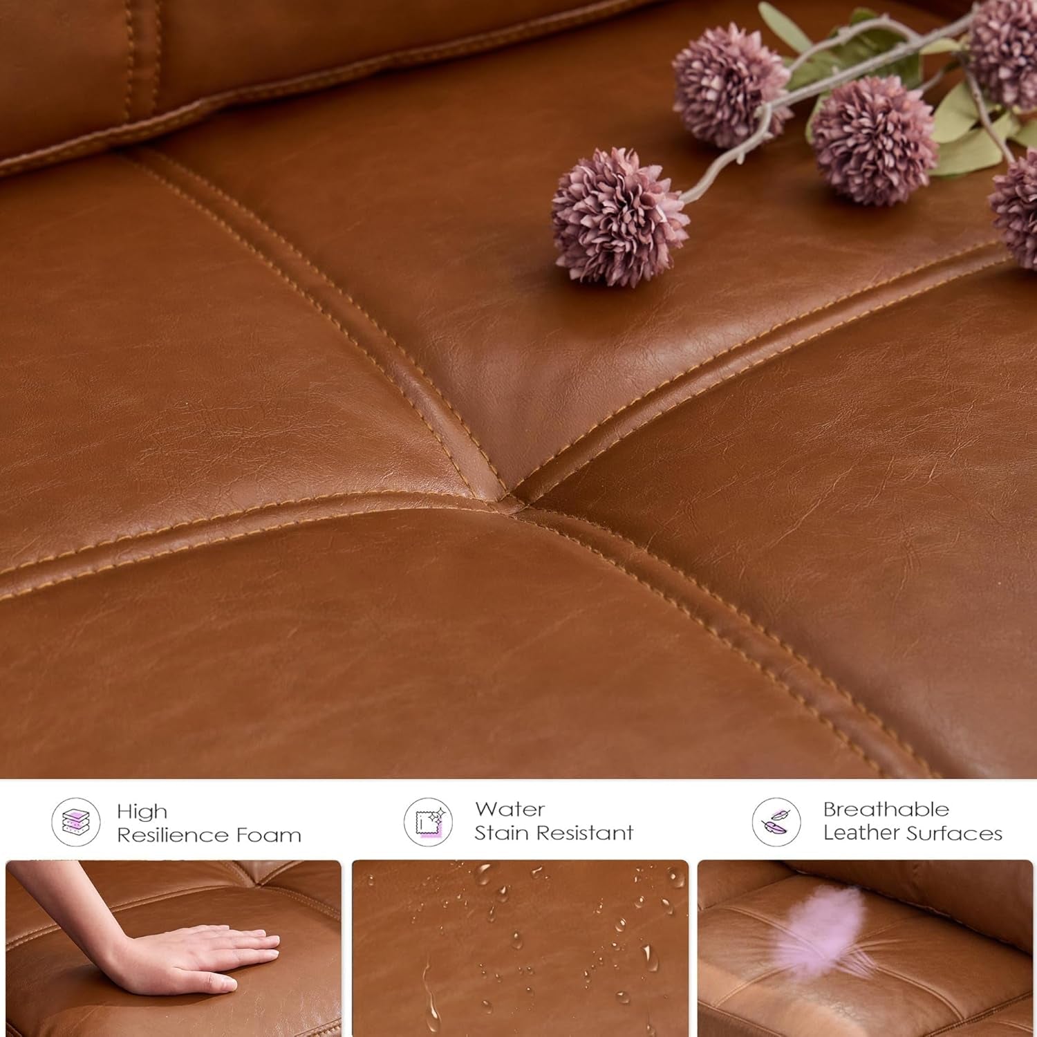 Brown Faux Leather Upholstered Accent Chair