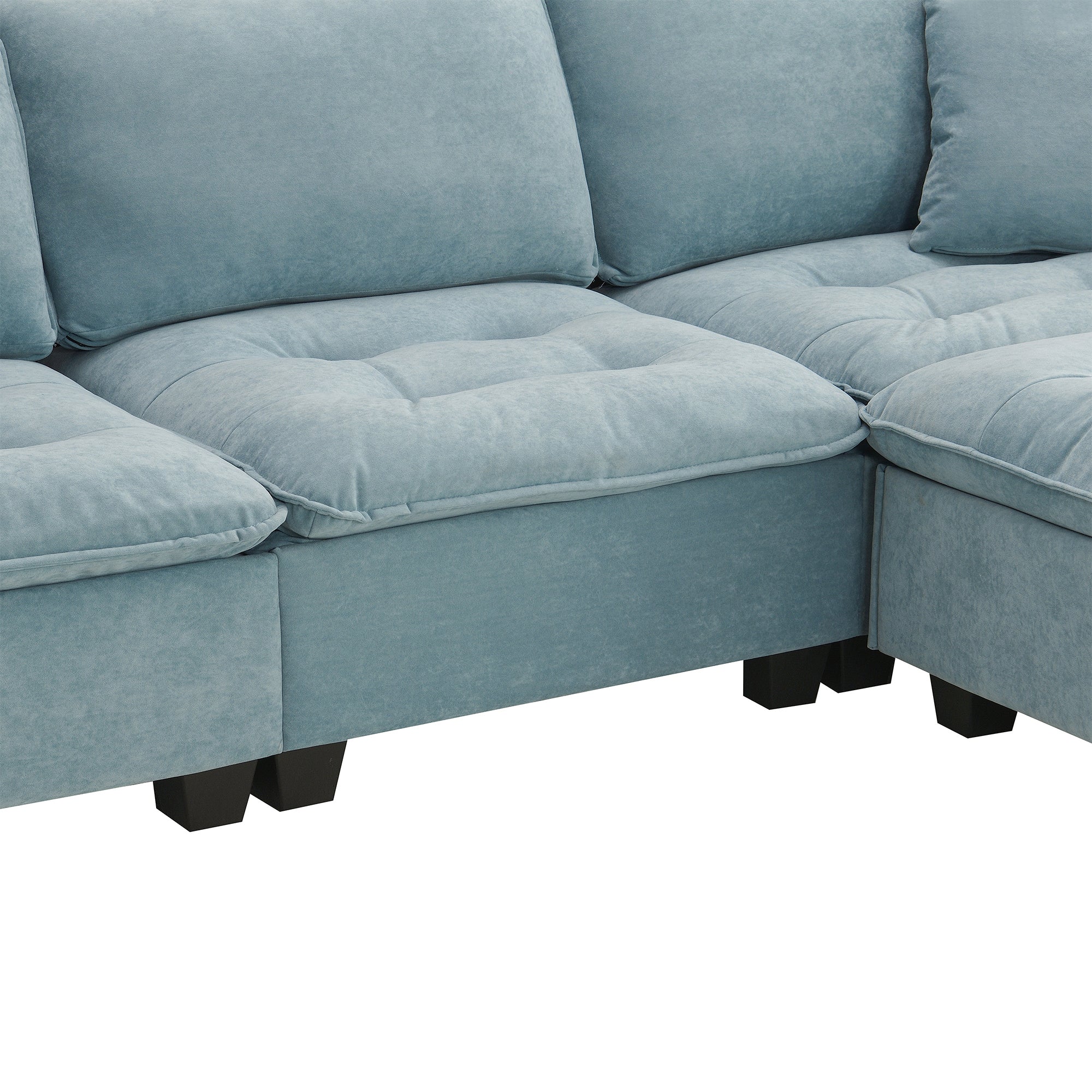 Modern Reversible Sofa Sectional in Sky Blue
