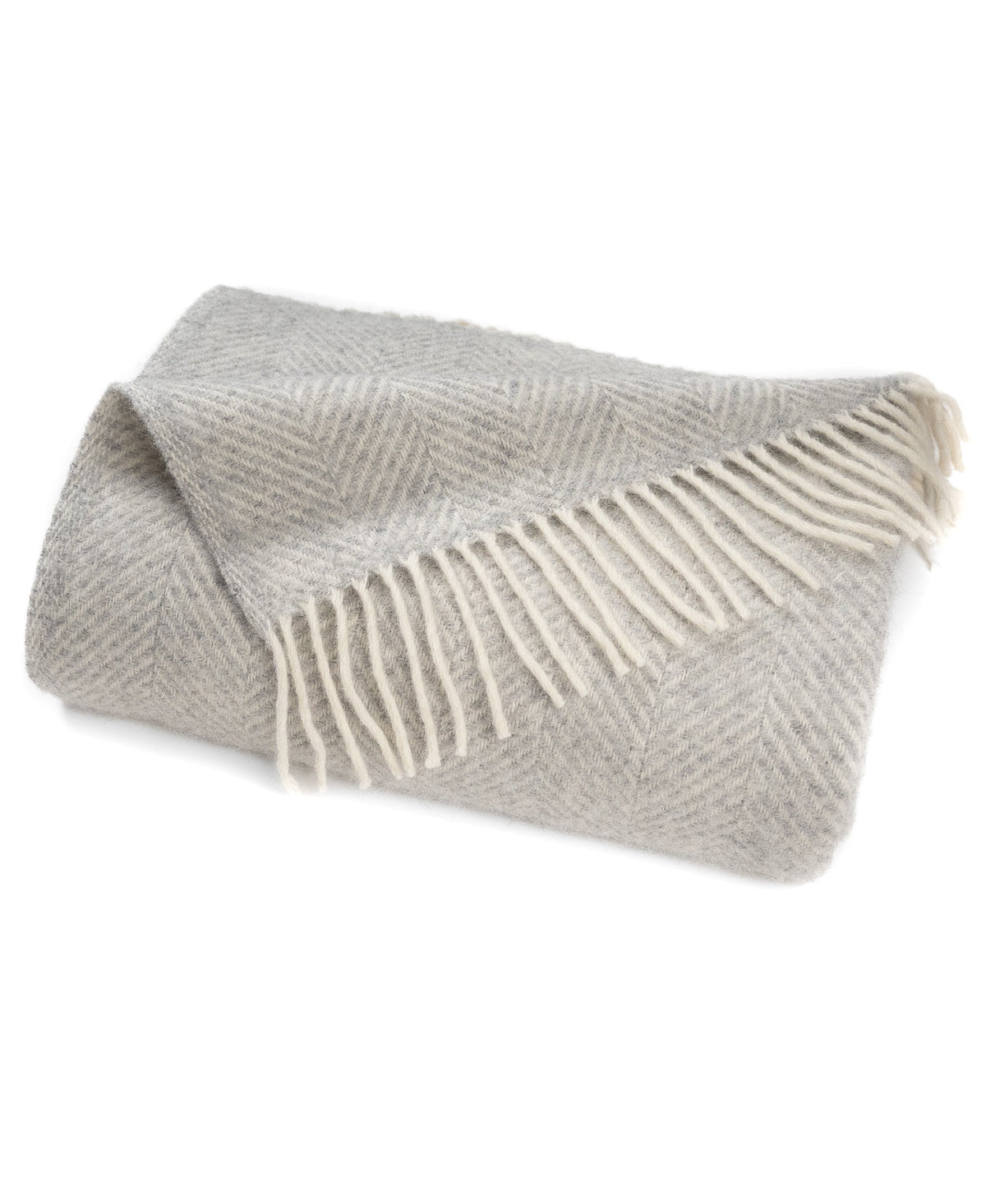 Highland Tweeds Herringbone Pure New Wool Throw - Silver