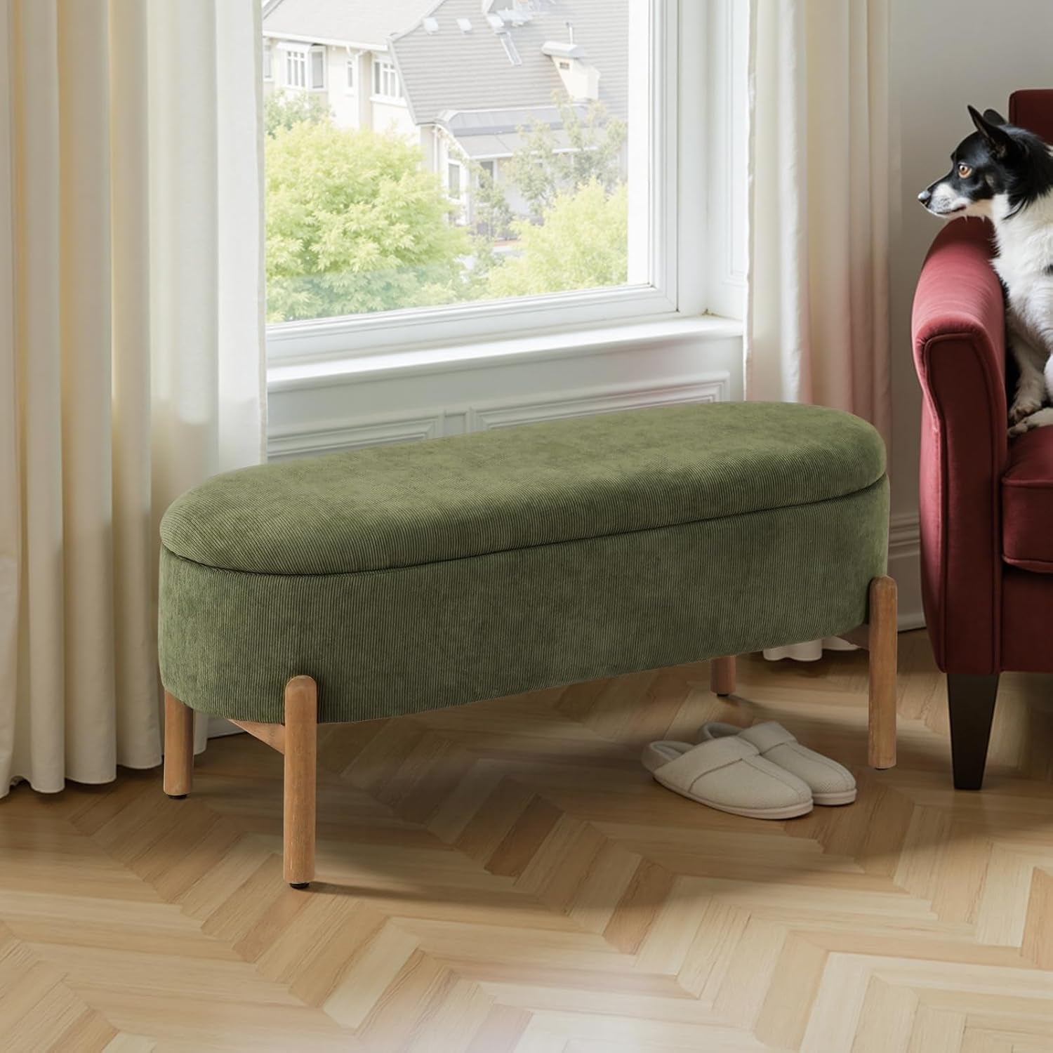 Green Storage Bench