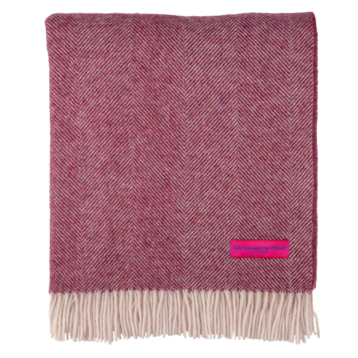 Southampton Home Shetland Lambswool Herringbone Throw – Berry