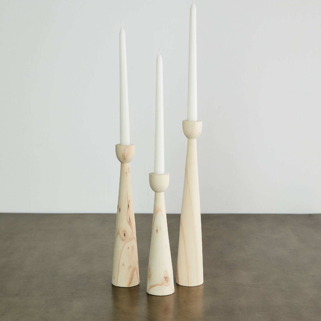 Tapered Candlestick Holders - Cognac, Espresso, Natural