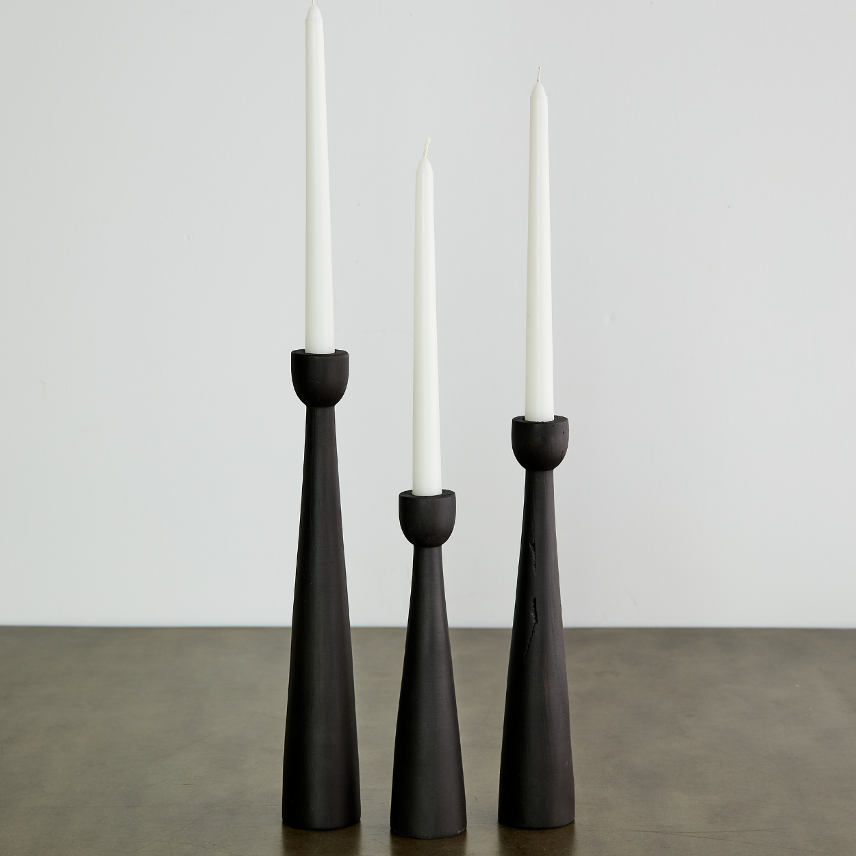 Tapered Candlestick Holders - Cognac, Espresso, Natural