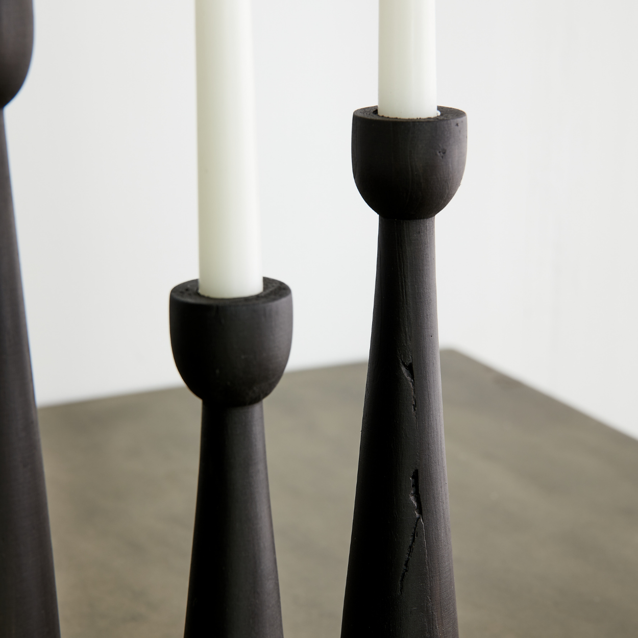 Tapered Candlestick Holders - Cognac, Espresso, Natural
