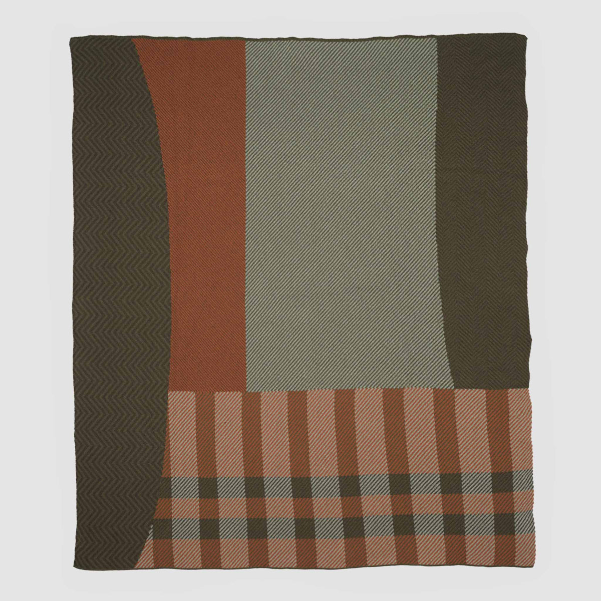 Patchwork Herringbone - Cotton Sustainable Knit Plaid Solid Throw Blanket