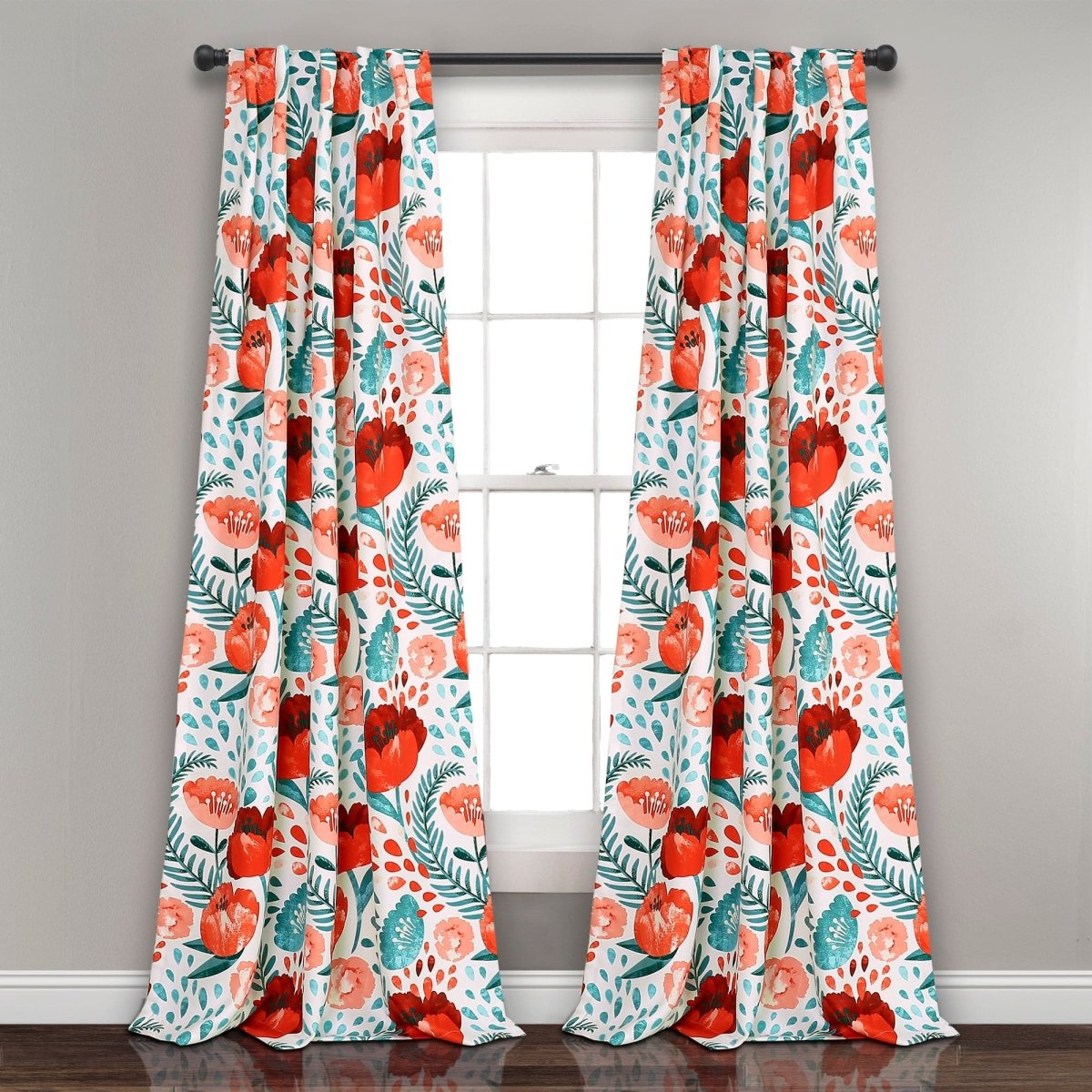 Poppy Garden Light Filtering Window Curtain Panel Sets