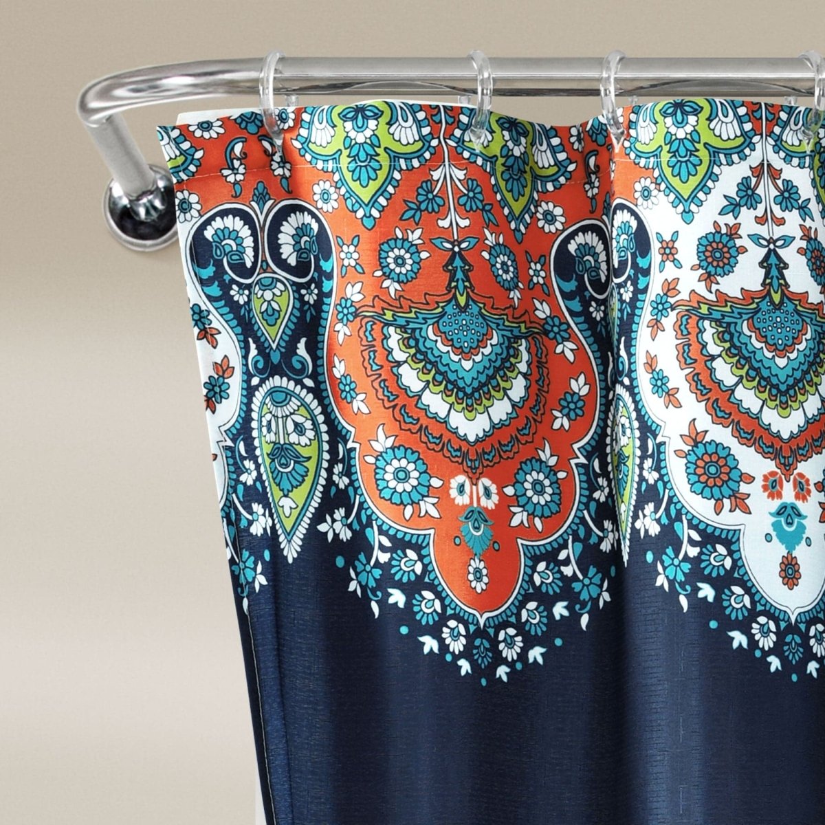 Bohemian Meadow Shower Curtain w/ Liner & Hooks - Complete Set