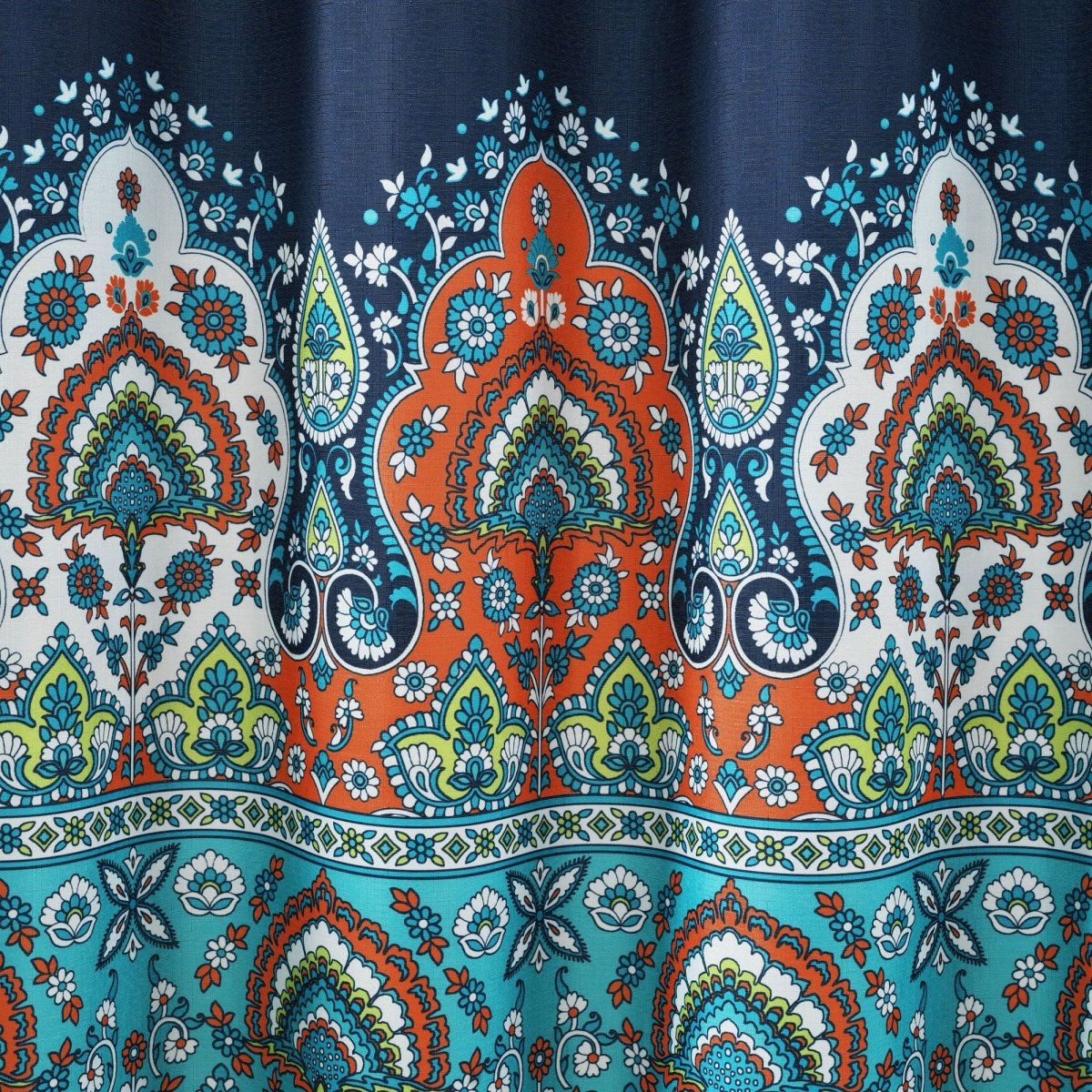 Bohemian Meadow Shower Curtain w/ Liner & Hooks - Complete Set