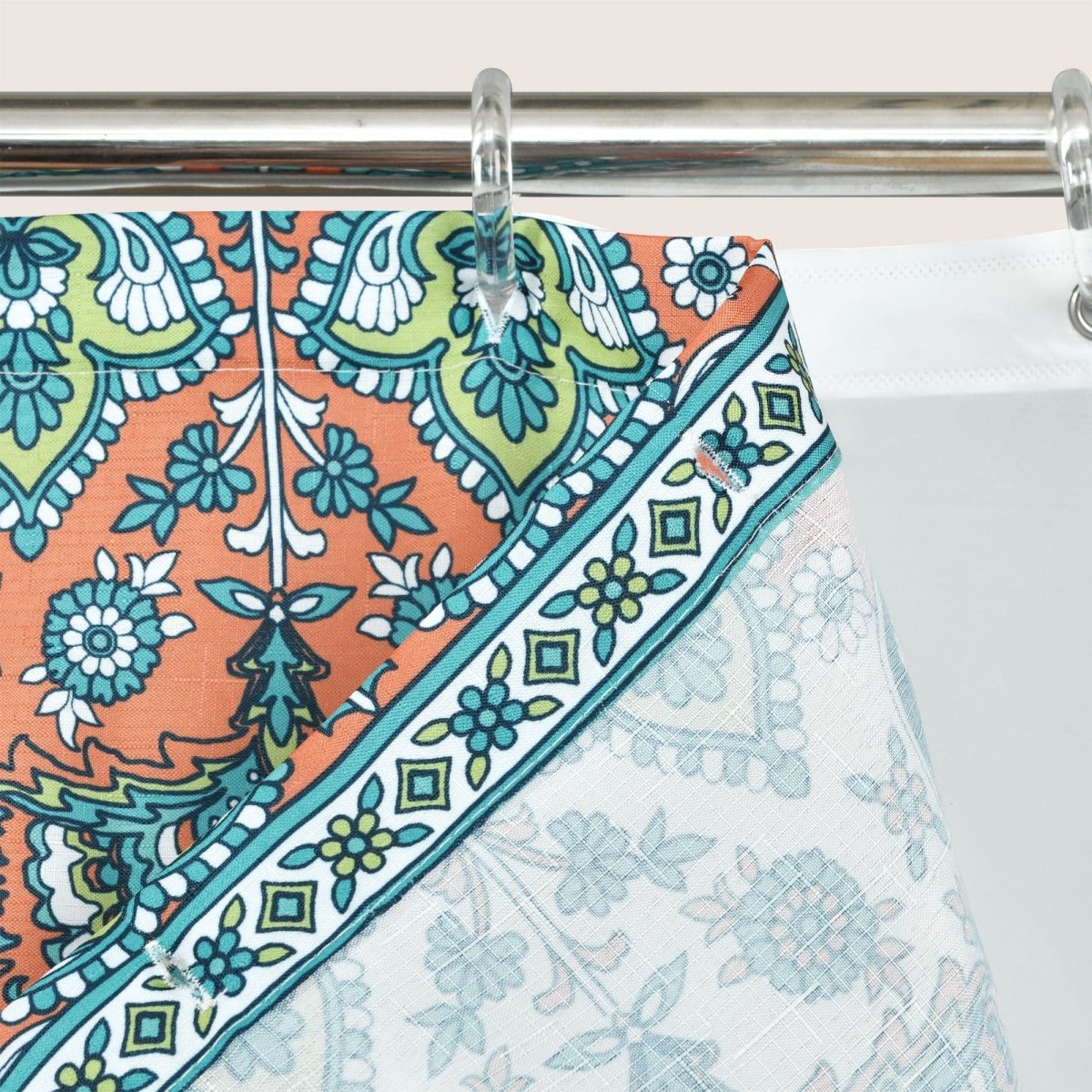 Bohemian Meadow Shower Curtain w/ Liner & Hooks - Complete Set