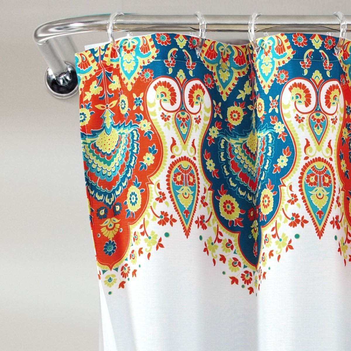 Bohemian Meadow Shower Curtain w/ Liner & Hooks - Complete Set