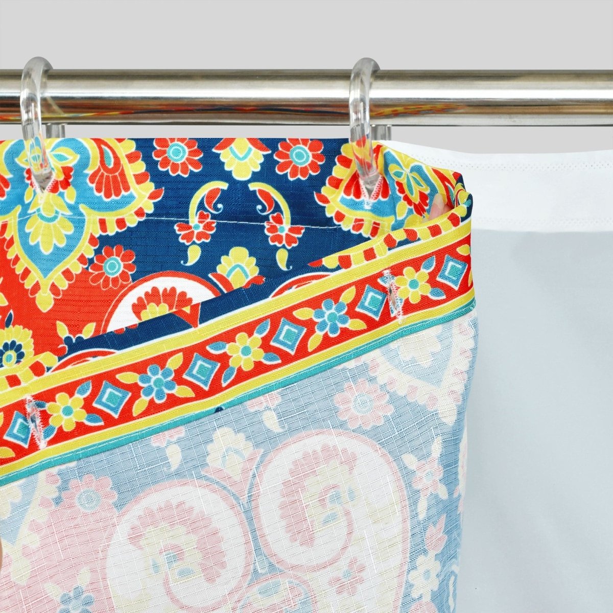 Bohemian Meadow Shower Curtain w/ Liner & Hooks - Complete Set