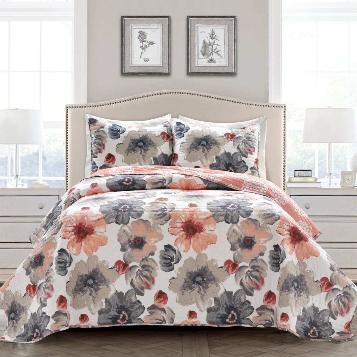 Leah 3 Piece Reversible Quilt Sets - 5 Colors