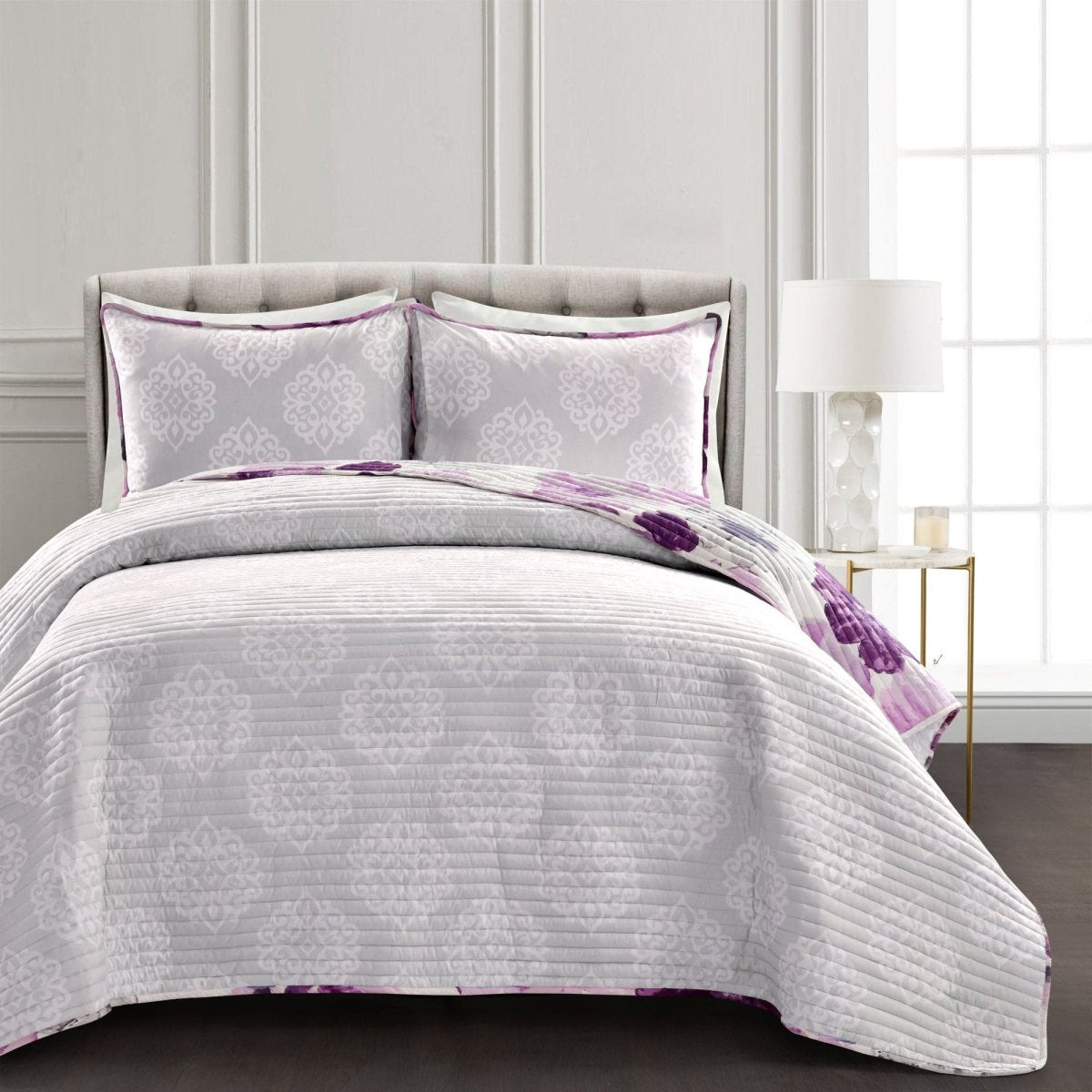 Leah 3 Piece Reversible Quilt Sets - 5 Colors