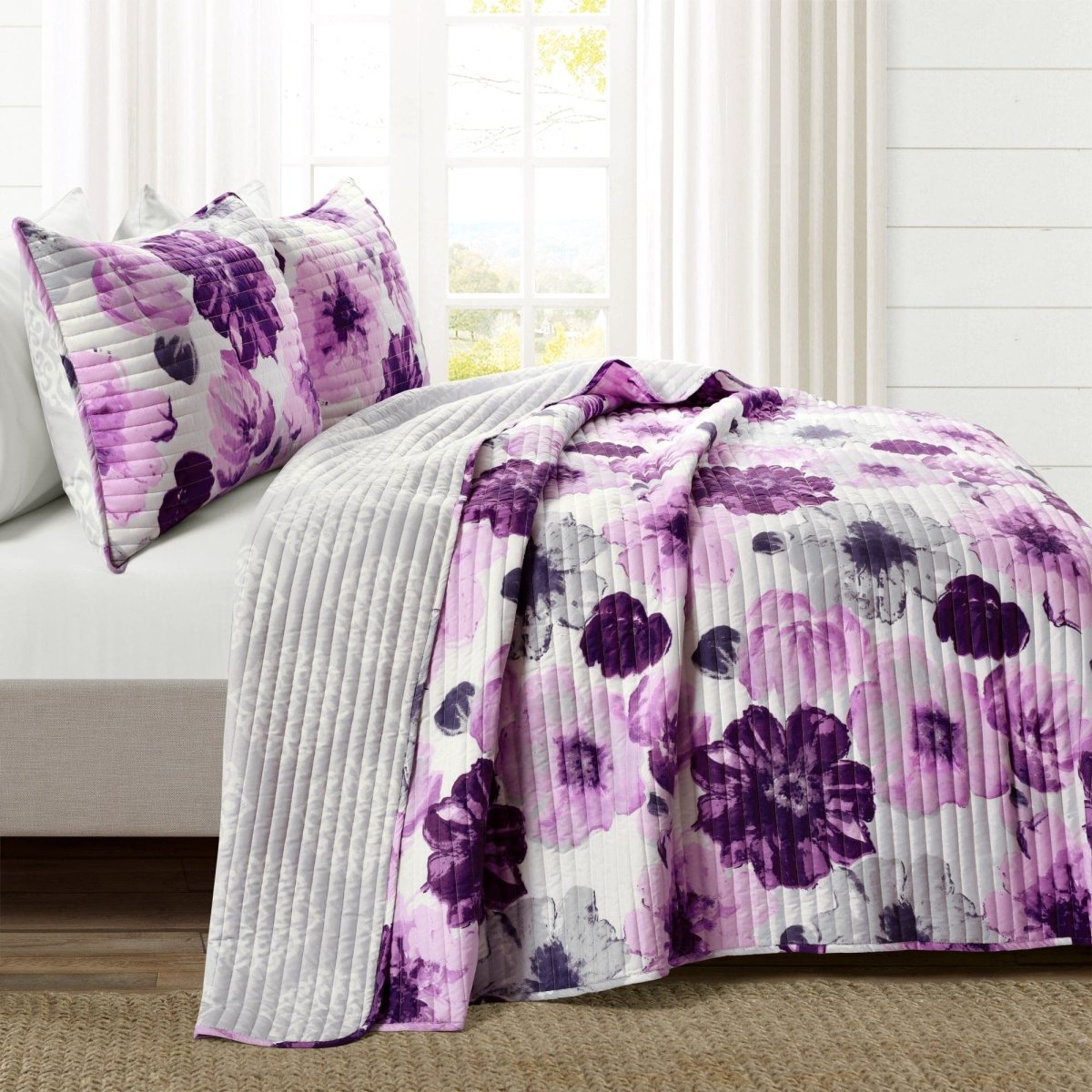 Leah 3 Piece Reversible Quilt Sets - 5 Colors