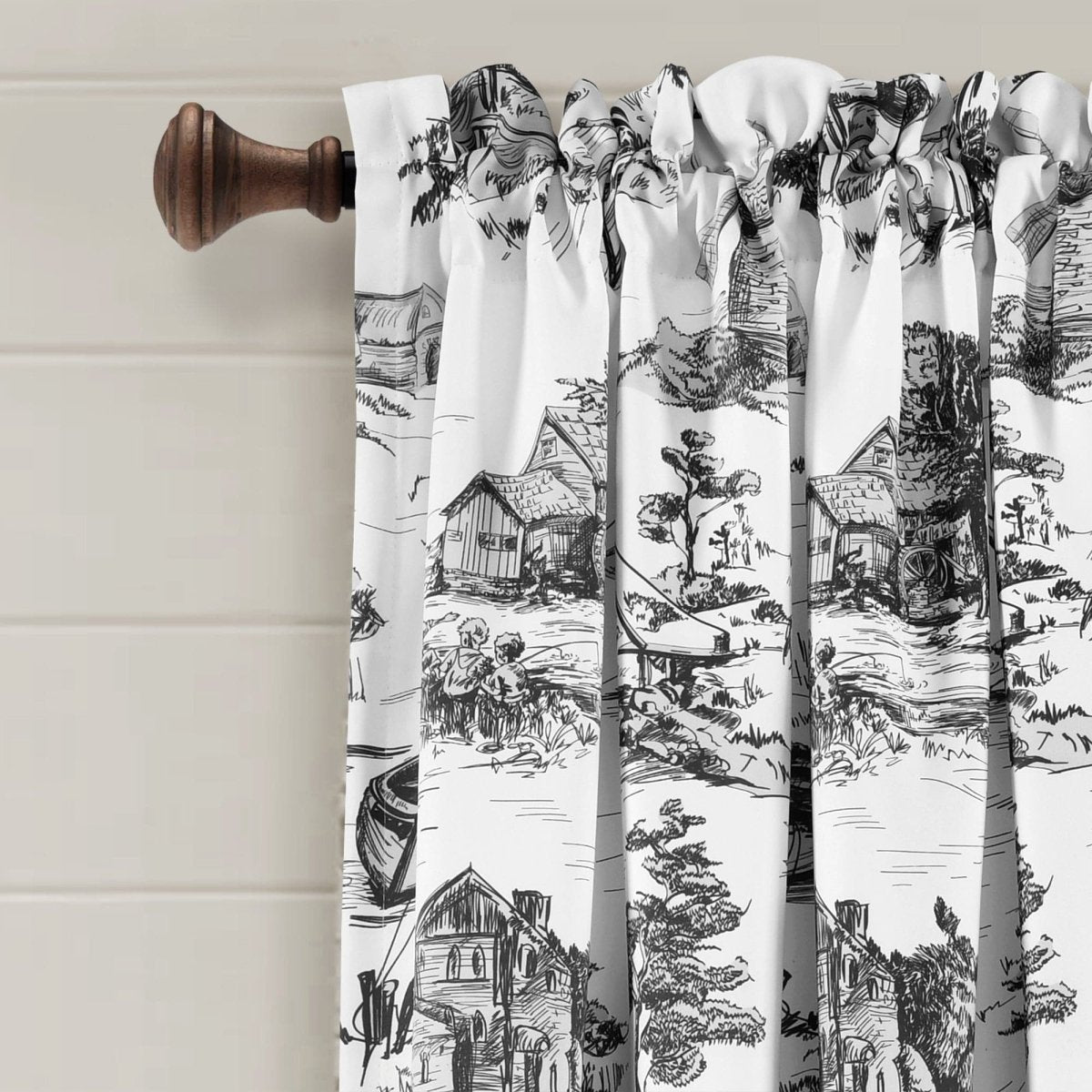 French Country Toile Room Darkening Window Curtain Sets