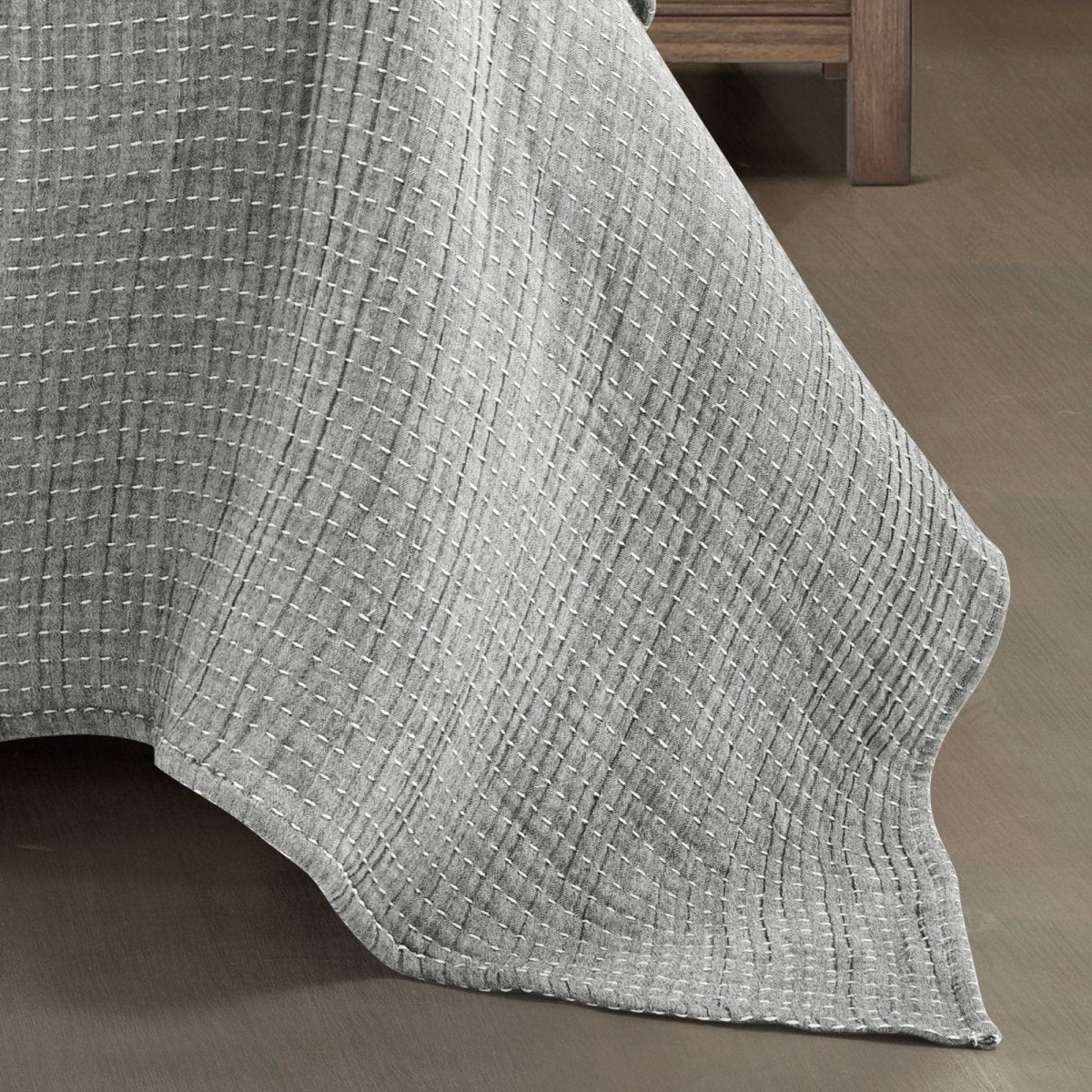 Solid Kantha Pick Stitch Yarn Dyed Cotton Woven Quilt Sets - 5 Colors