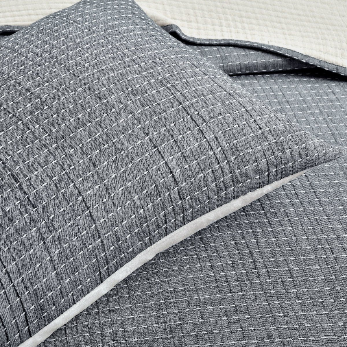 Solid Kantha Pick Stitch Yarn Dyed Cotton Woven Quilt Sets - 5 Colors
