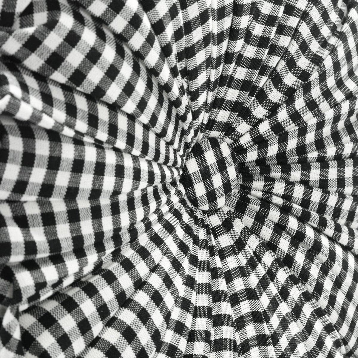 Gingham Check Yarn Dyed Pleated Round Pillow