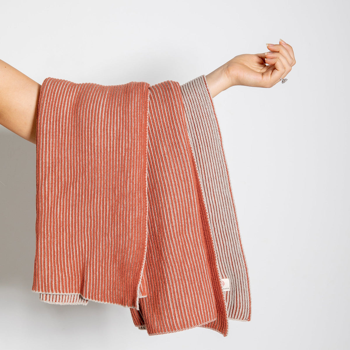 Ribbed Organic Cotton Knit Throw Blanket