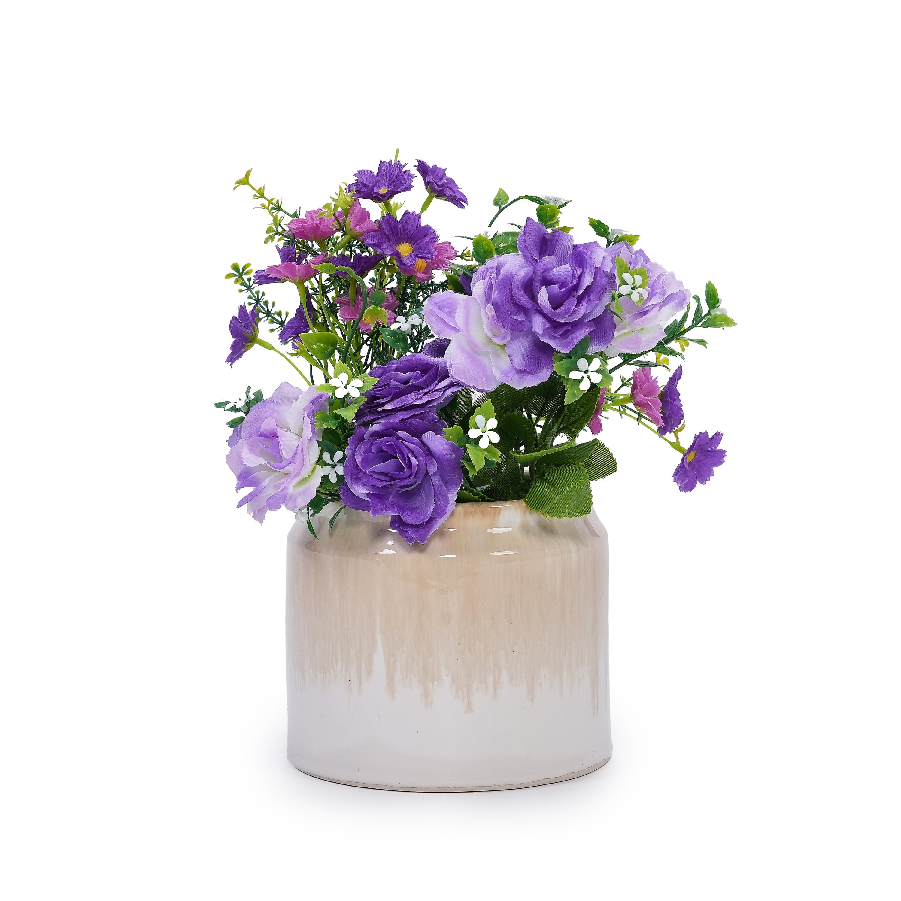 Set of 2 Gradient Ceramic Flowerpots - White/Brown