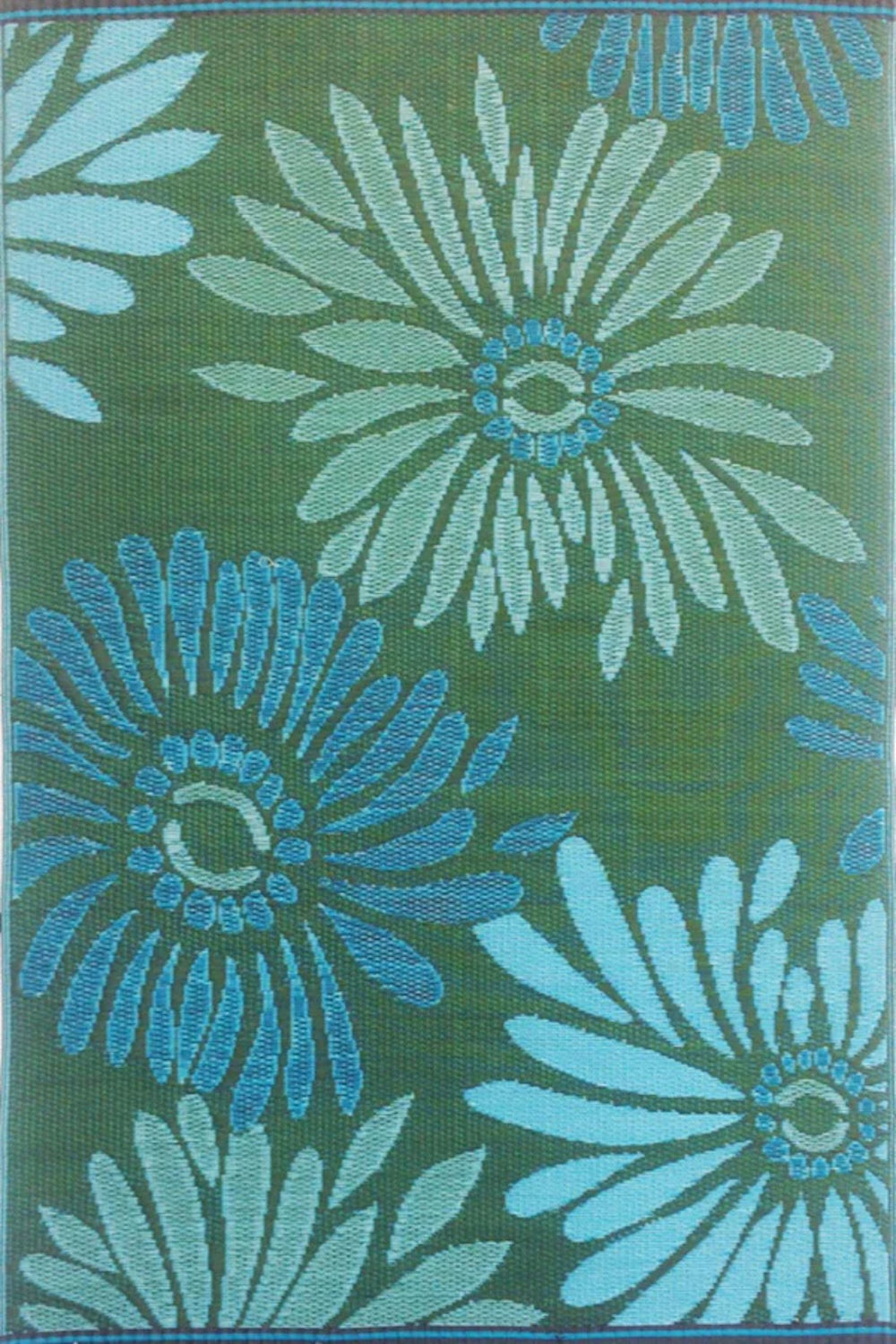 Daisy Aqua & Green Reversible Outdoor Mat
