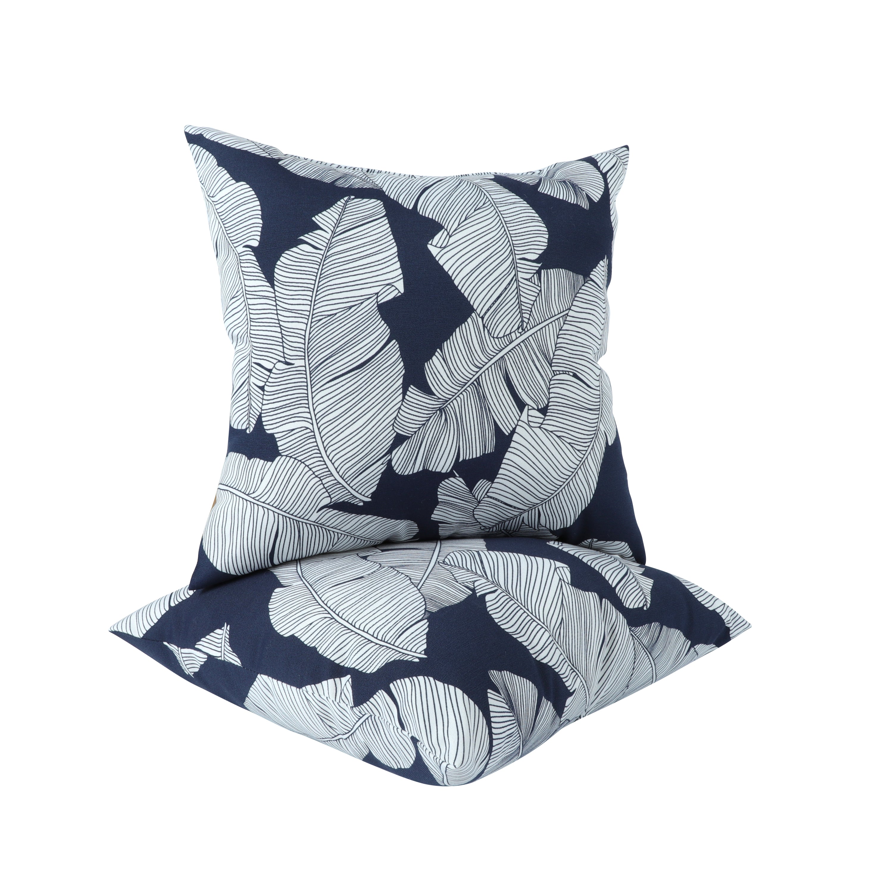 2 Pack Outdoor Throw Pillows - 18x18 Blue Leaf