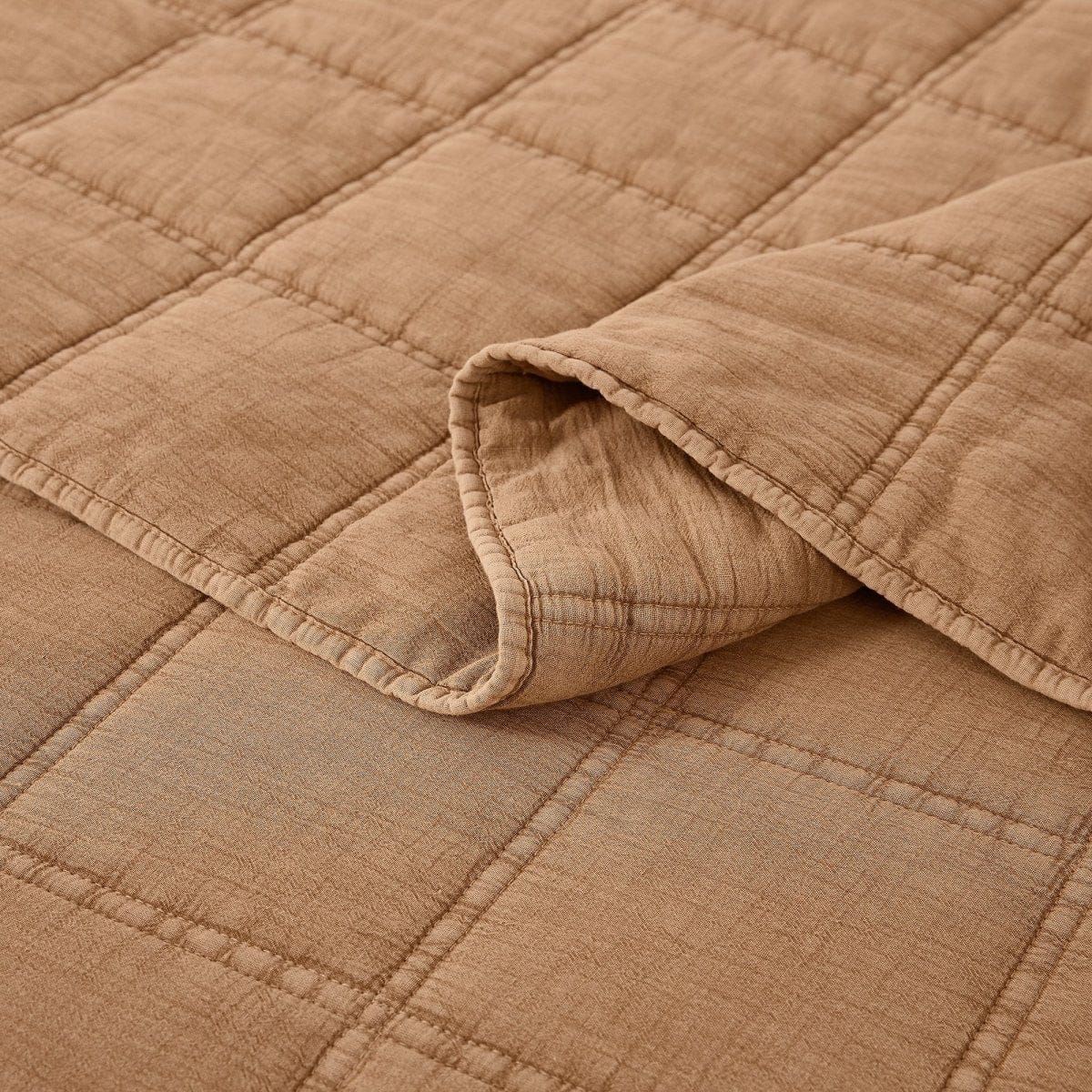 Logan Stone Washed Cotton Quilt 3 Piece Set - Sand, Faded Olive