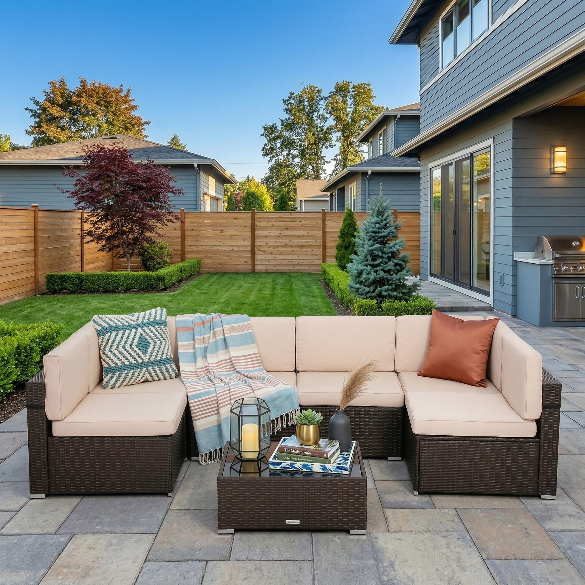 Rattan Outdoor Sectional Couch Set (7 Pieces) - 5 Colors