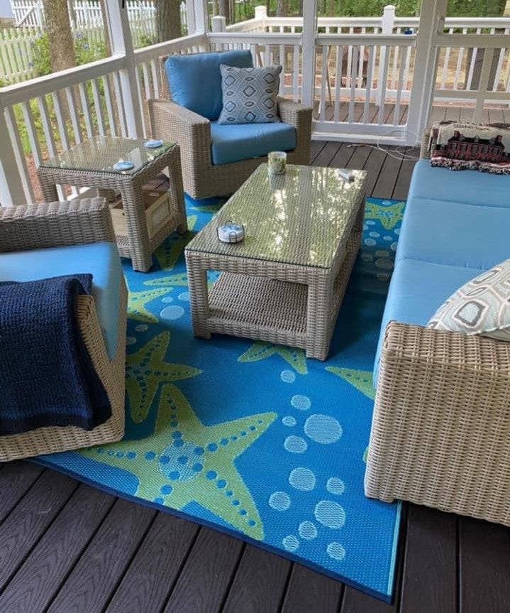 Starfish Blue & Green Reversible Outdoor Mat