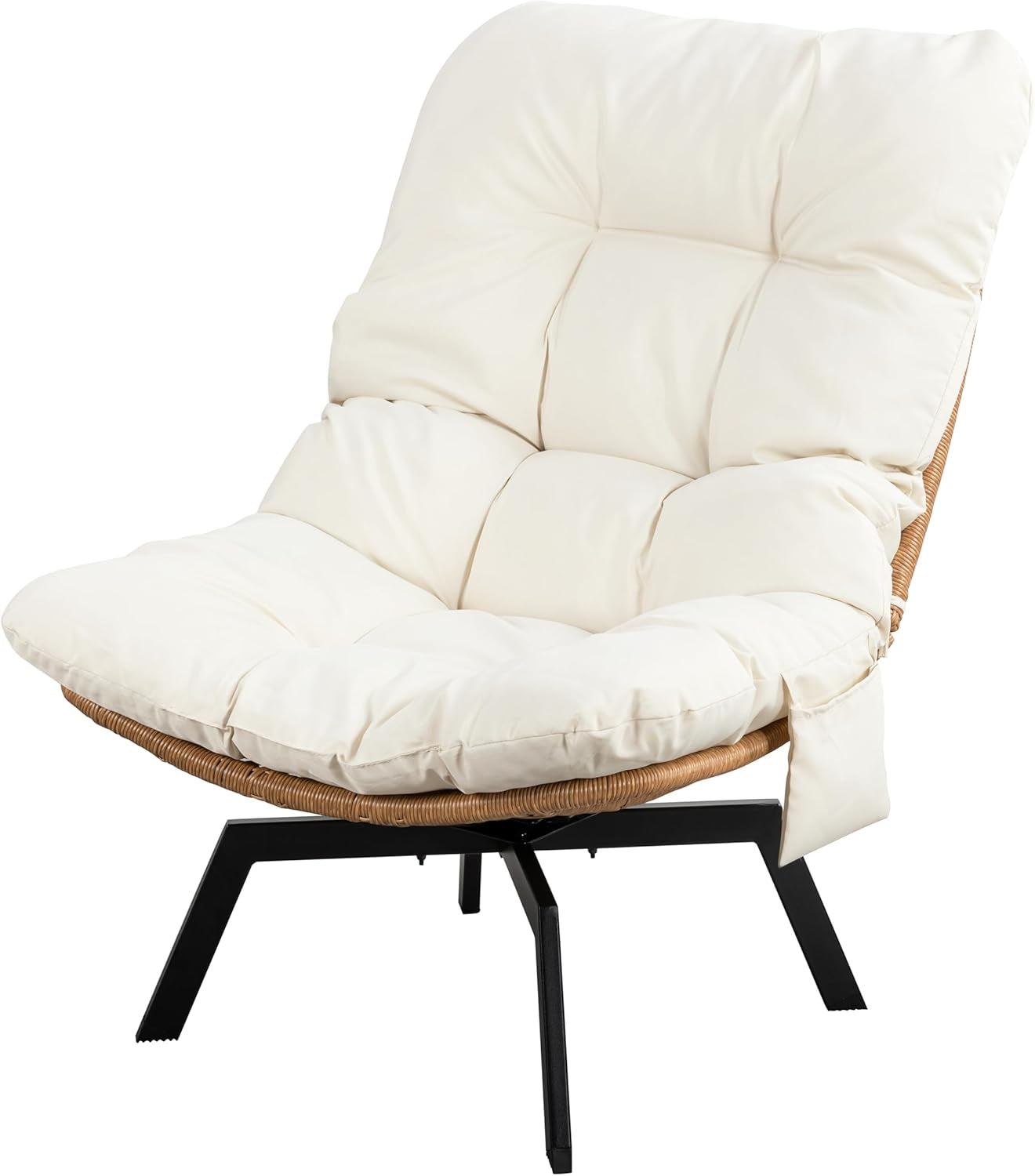 Swivel Accent Chair With Oversized Cushioning in Beige