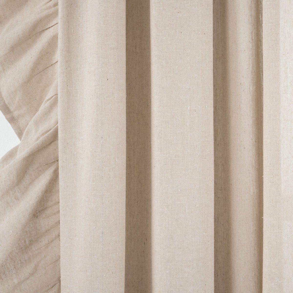 Faux Linen Ruffle Window Curtain Panels