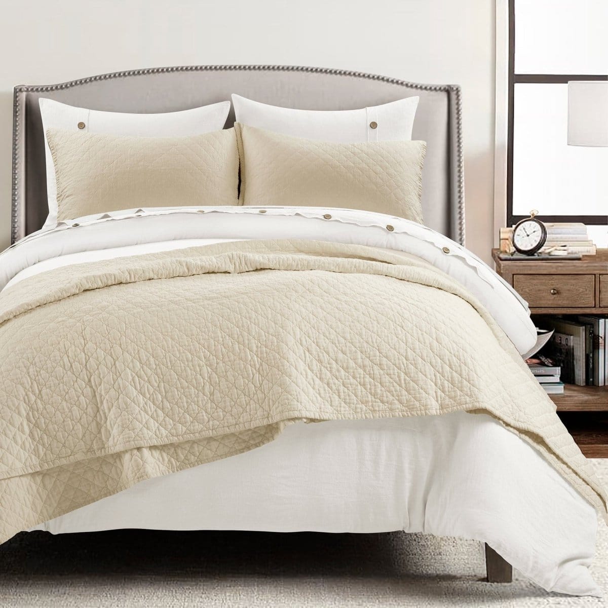 Belgian Flax Linen Rich Cotton Blend Quilt Sets - 4 Colors
