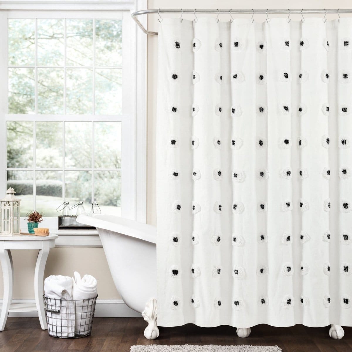 Boho Tufted Recycled Cotton Blend Shower Curtain