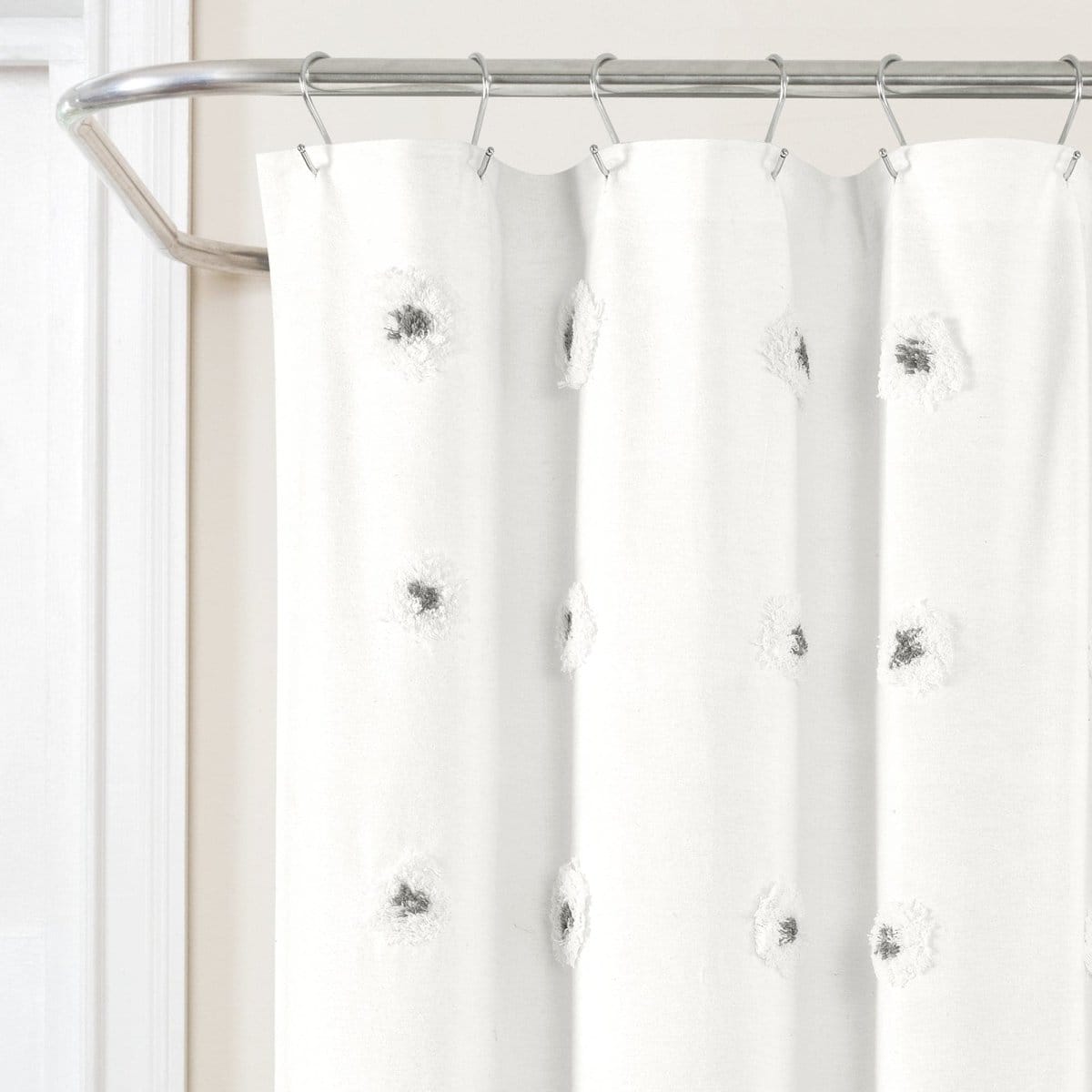 Boho Tufted Recycled Cotton Blend Shower Curtain