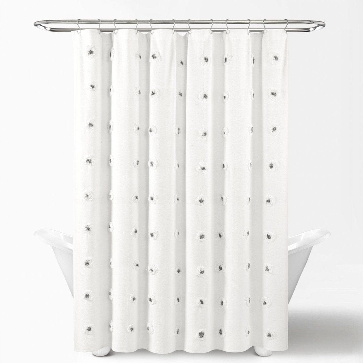 Boho Tufted Recycled Cotton Blend Shower Curtain