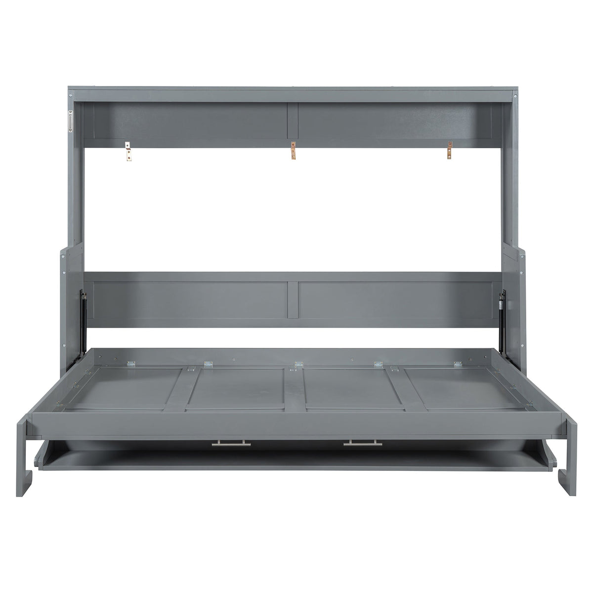 Queen Size Murphy Bed with Hydraulic Lift & Desk Design - Gray