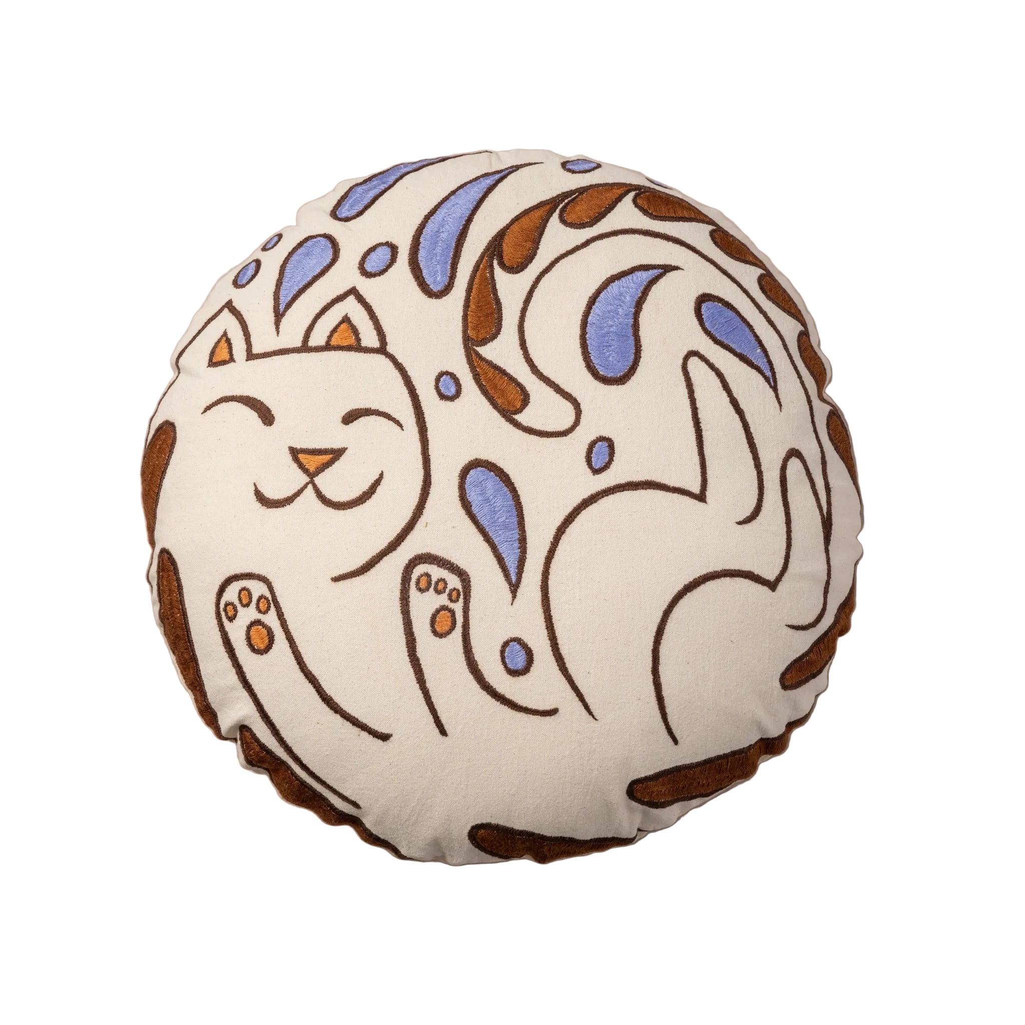 Embroidered Cat Pillow