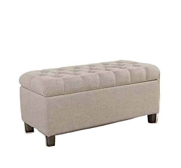 Tufted Storage Ottoman Bench in Beige