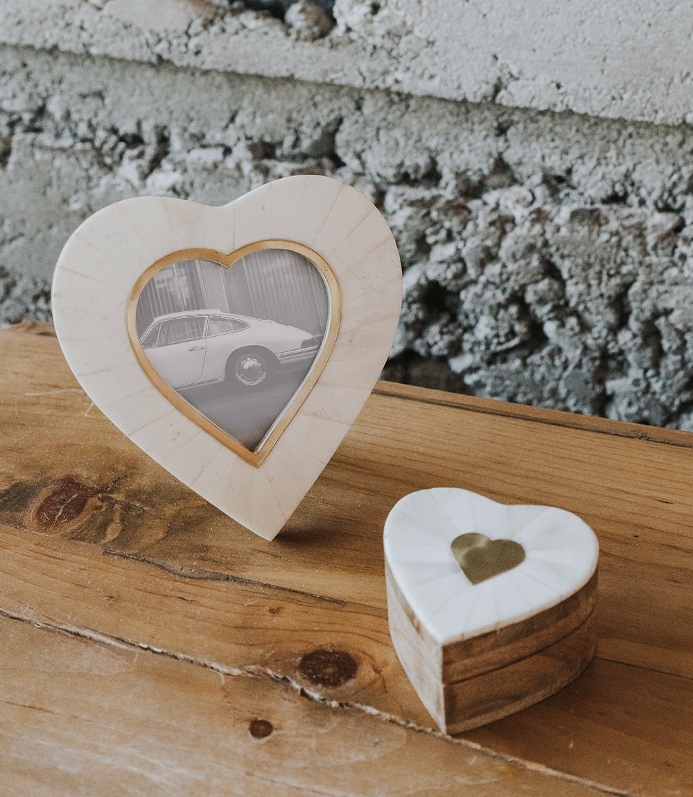 Mukhendu Heart Keepsake Box - Bone & Brass Inlay